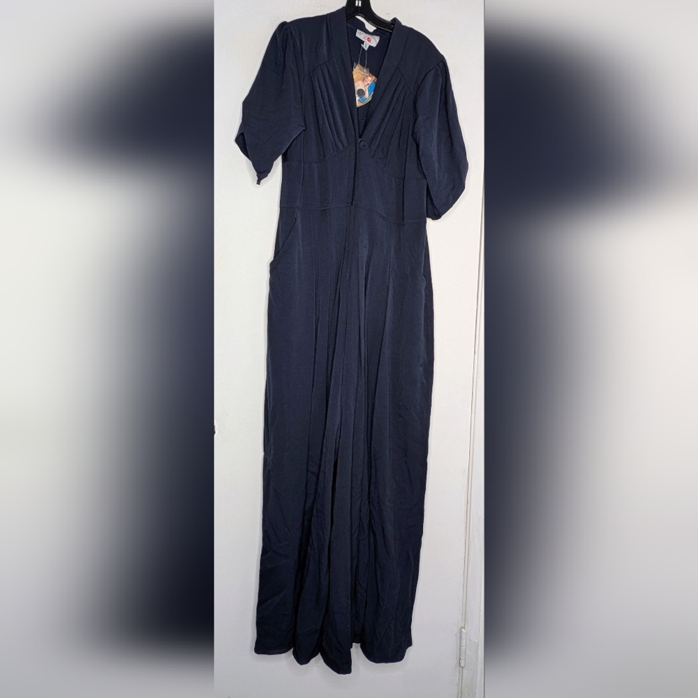 MISS CANDYFLOSS LEANDRA BO JUMPSUIT (NAVY BLUE) XL New With Tags | Missing Belt